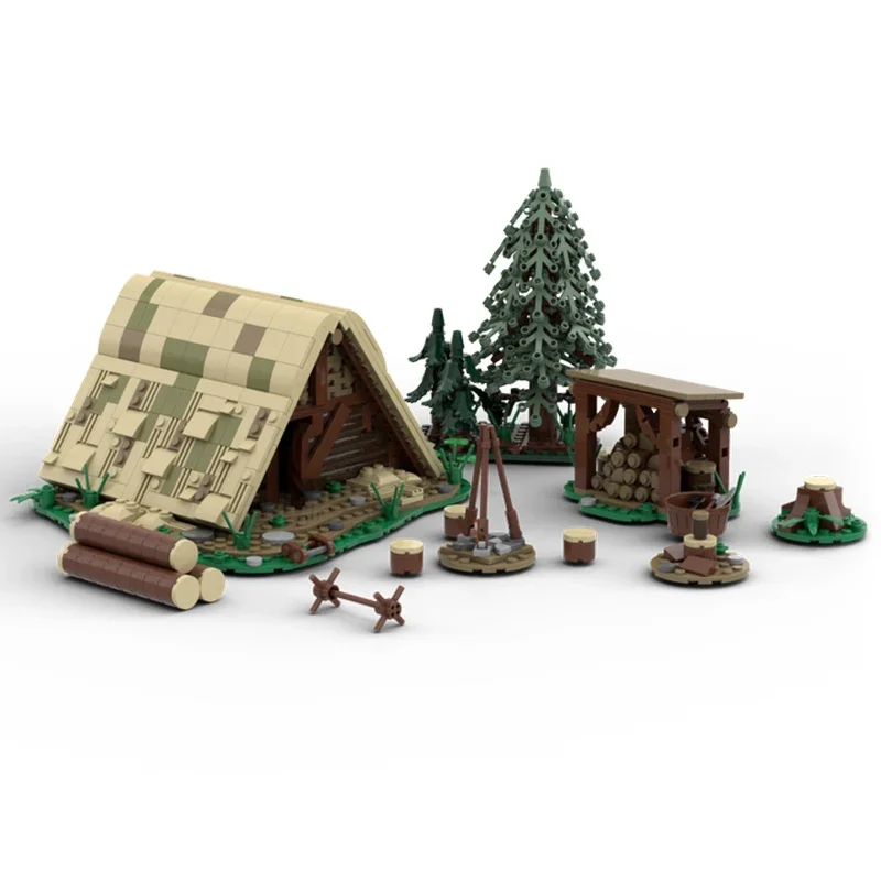 Bloques de construcción de vista de calle Medieval, Moc, bloques modulares de tecnología, cortador de madera, regalos de Navidad, juegos de bricolaje, ensamblaje