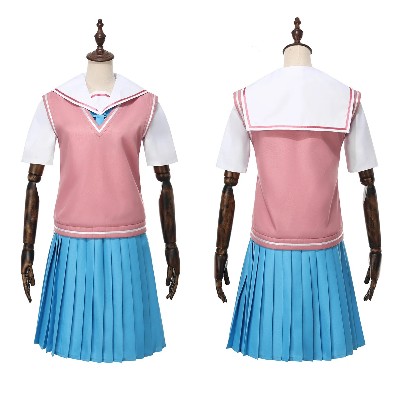 

Ayatsumugi Roka Cosplay Costume Anime Girl High School Uniform Japanese Sailor Uniform Blue Pleated Skirt Set Halloween Outfit