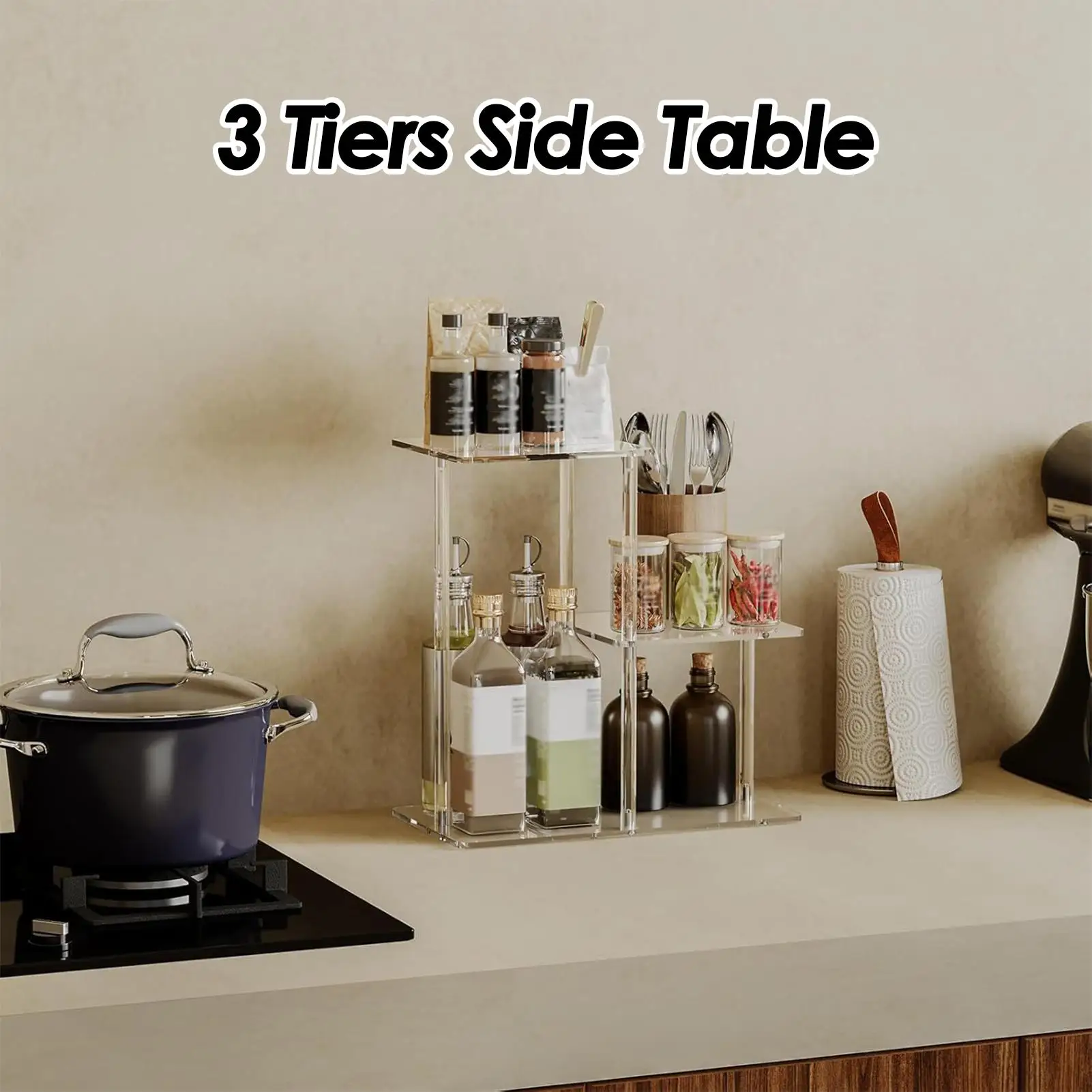 

Acrylic Nightstand 3 Tier Clear Side Table Nightstand Transparent Furniture For Entryway Study Room Hallway Living Room Bedroom