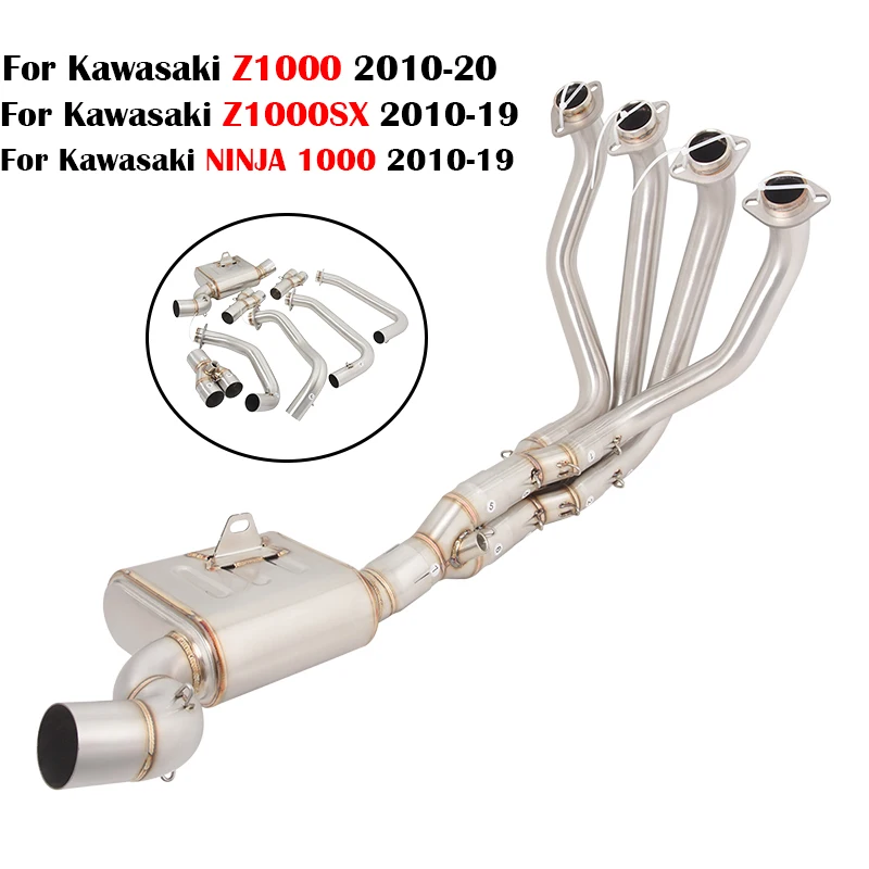 

For Kawasaki Z1000 Z1000SX Ninja 1000 2010-2019 51mm Motorcycle Exhaust Full System Single Row Front Link Pipe Back Pressure Box