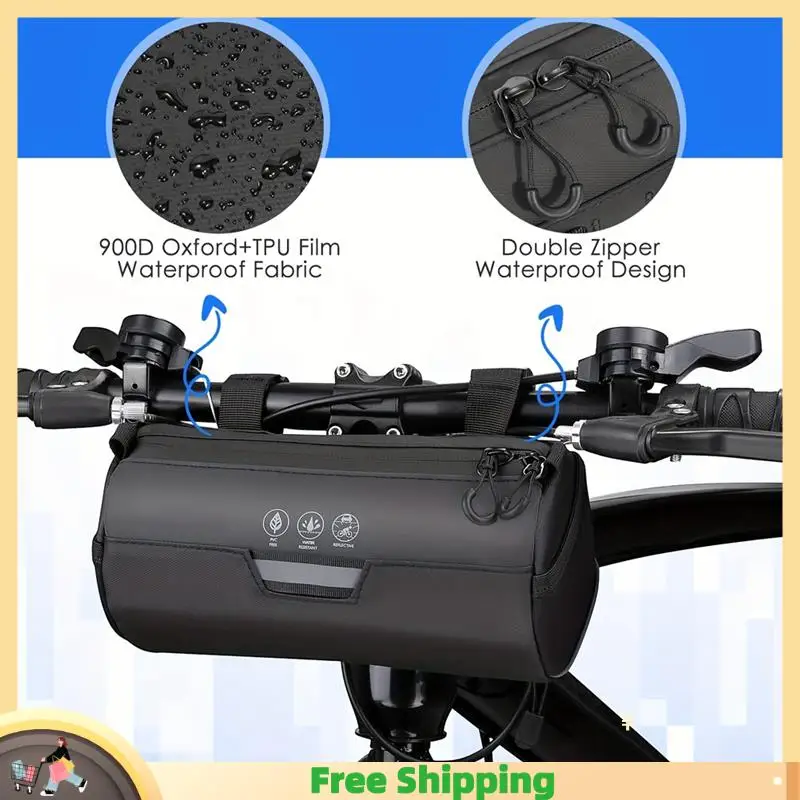 

X08A Bike Handlebar Bag Waterproof Bicycle Handlebar Roll Bag With Large Reflective Area, Pouch Bag For Mountain Bike Bicycle