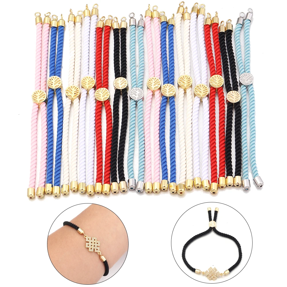 

2 шт. нейлоновый витой шнур, веревки для браслета, регулируемый плетеный шнур для DIY браслета, звено цепи, разъем для изготовления ювелирных аксессуаров