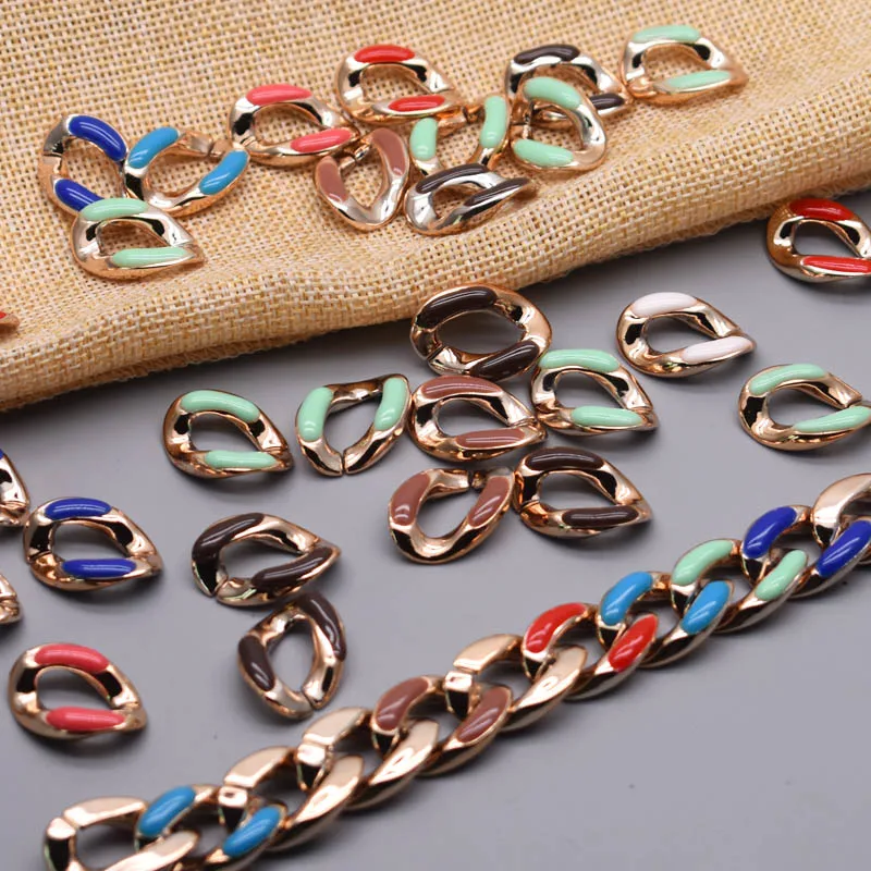 Gold Color Acrylic Buckle Beads 17x24mm Acrylic Link Chain Hook Clasp Connector Opening Chain Link Loops Accessories