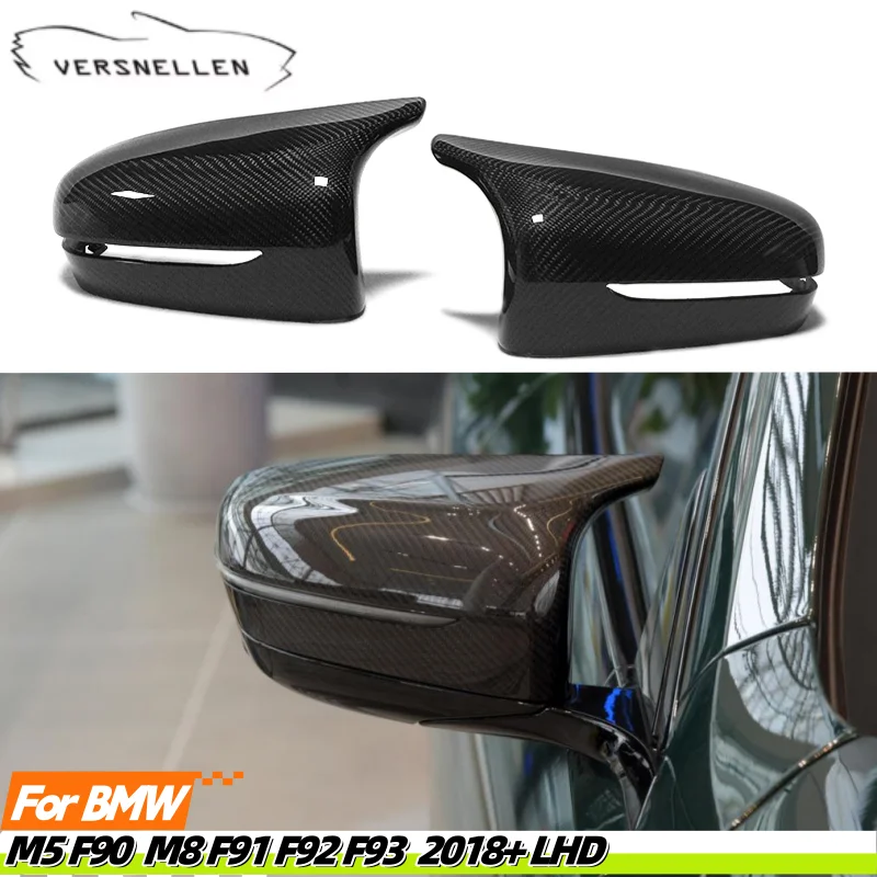 M5 F90 Carbon Fiber Side Door Rear view Mirror Cover Caps For BMW F90 M5 F91 F92 F93M8 Sedan LHD 2018+ Car Accessories