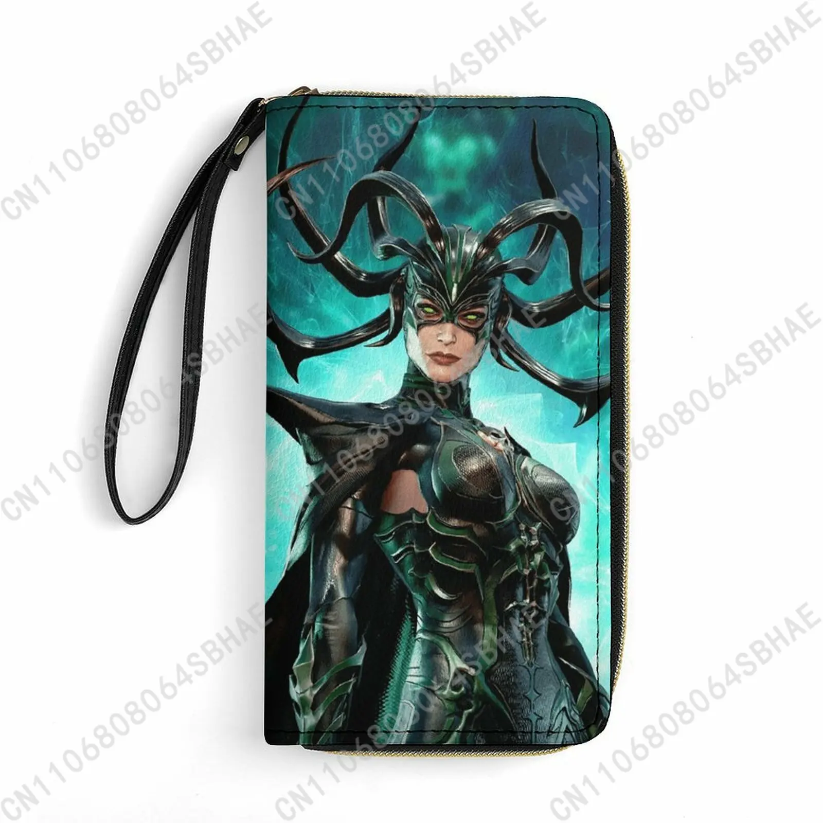 

Marvel Hela Custom PU Leather Wallet Rope Handle Small Portable Card Holder Men Women Purse Gift Friend Parents Cosplay