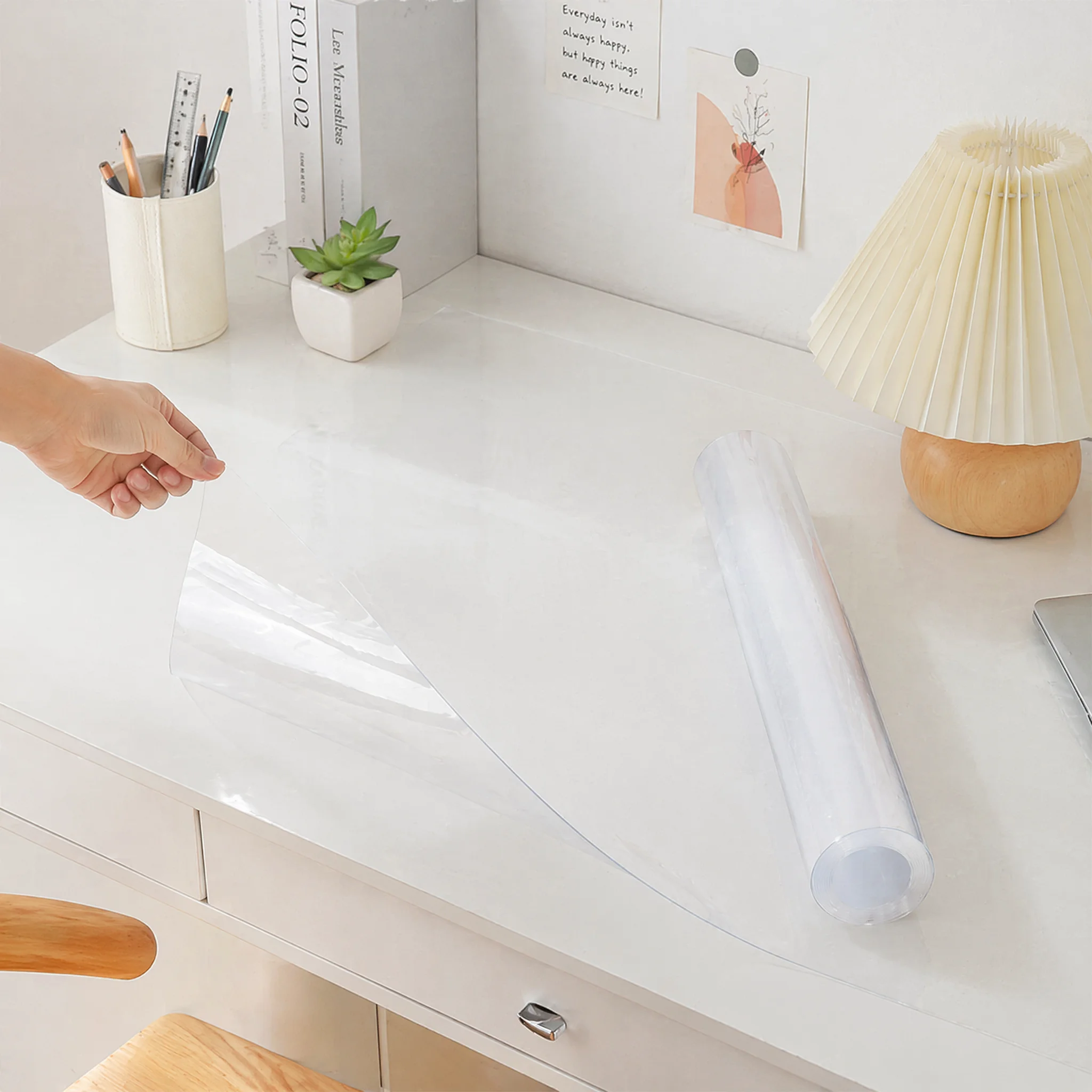 1 Roll Transparent Waterproof Anti-Fouling Sticker Self Adhesive Removable Electrostatic Absorption for Kitchen Living Room Use
