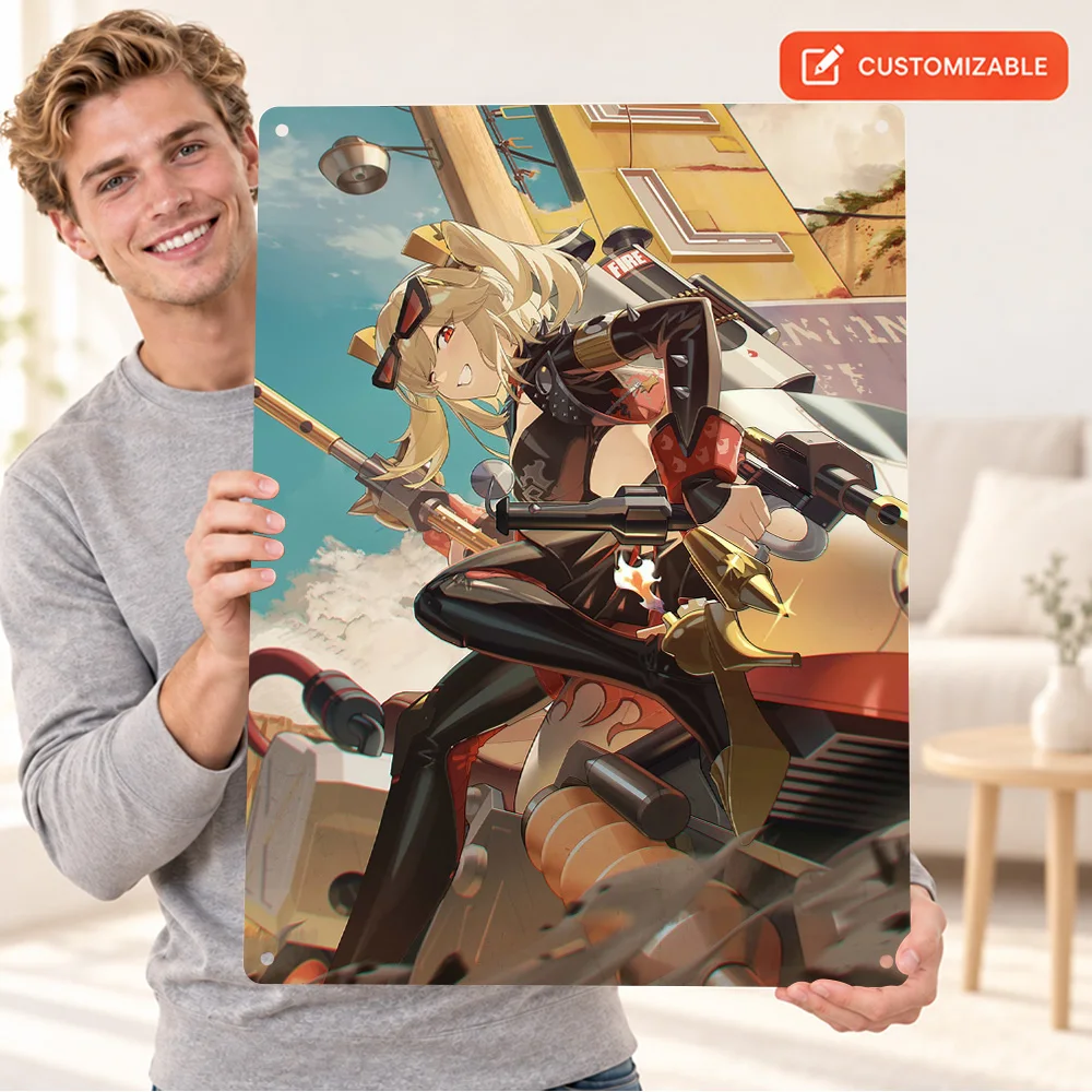 Zenless Zone Zero Burnice White Aluminum Poster Customized Metal Sign Anime Illustration Wall Art For Bedroom Manga Lover Gift
