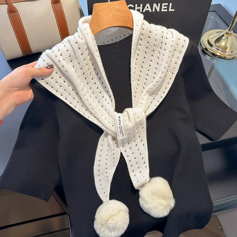 

Вязаный шарф женский, 92% шерсть, зимние теплые шарфы, яркий однотонный дизайн, утолщенная шаль, мягкий треугольный шарф из пашмины, новинка 2023 года