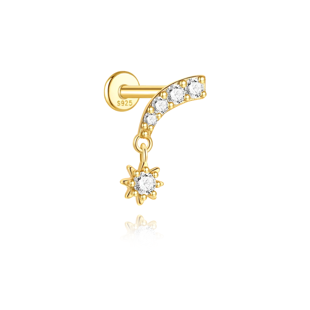 CANNER 1 ST 925 Sterling Zilveren Ketting Kwastje Geometrische CZ Platte Kop Piercing Oor Bot Nagel Voor Vrouwen Ins Ster Maan Stud oorbel