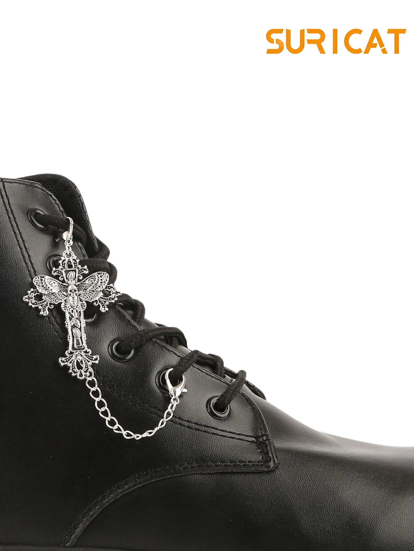Grunge Punk Style Single-Piece Flower Vine Cross Skull Moth Pendant Shoe Chain, Suitable for Casual Shoes, Sneakers, Canvas Shoes, Boots, DIY Shoe Accessories, Detachable and Reusable