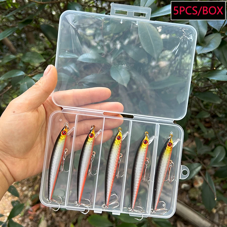 5PCS/box Floating Jerkbait Minnow Hard Bait Artificial Wobbler For Carp Bass Pike Fish Bass Trolling Swimbait Fishing Lures Set