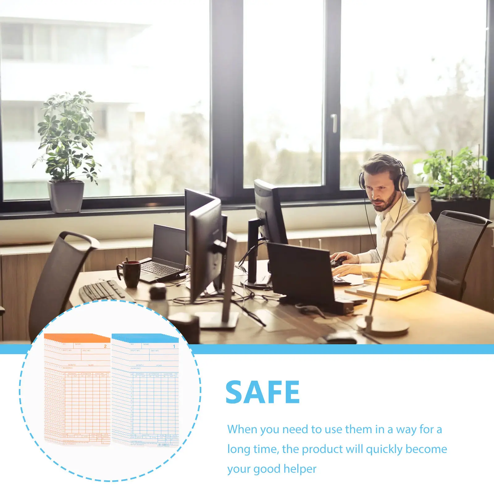 

1 комплект офисных карточек учета рабочего времени, двусторонние английские карточки учета посещаемости для смен, надежные и долговечные, для надежной работы.