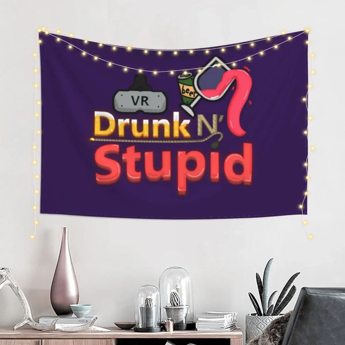 Drunk and Stupid Tapestry Room Decorator Home Decor Aesthetic Wall Hanging Tapestry