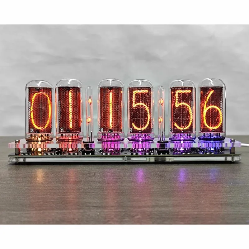 GHXAMP 6 자리 IN-18 Nixie 튜브 시계 복고풍 스타일 고휘도 USB 전원 디스플레이 홈/사무실 장식 독특한 기술 선물