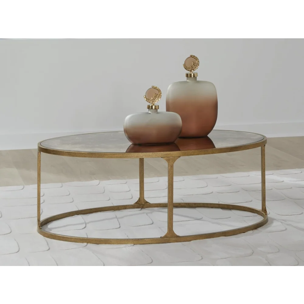 طاولة قهوة معدنية انتقالية بتصميم مميز مع سطح من الزجاج المقسى، معدنية #2