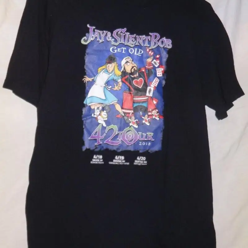Camiseta rara Jay Silent Bob 420 Tour Kevin Smith Jason Mewes Clerks de doble cara M