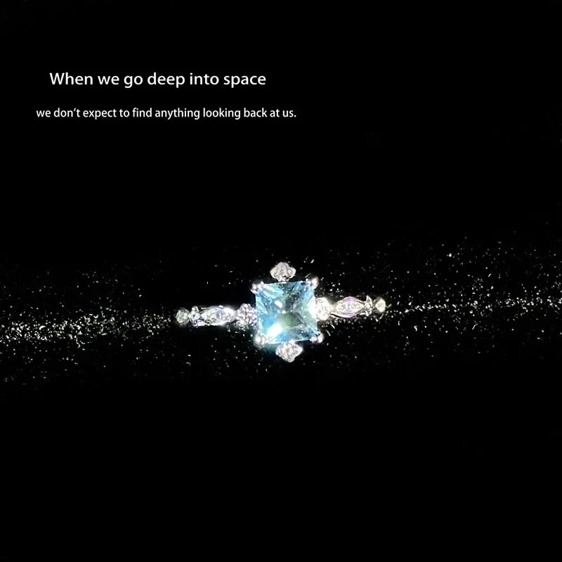 

MDL Moissanite Style Blue Siren Design Aquamarine Ring 18K Gold Plated Super Fairy Hundred High Feeling Ring For Women