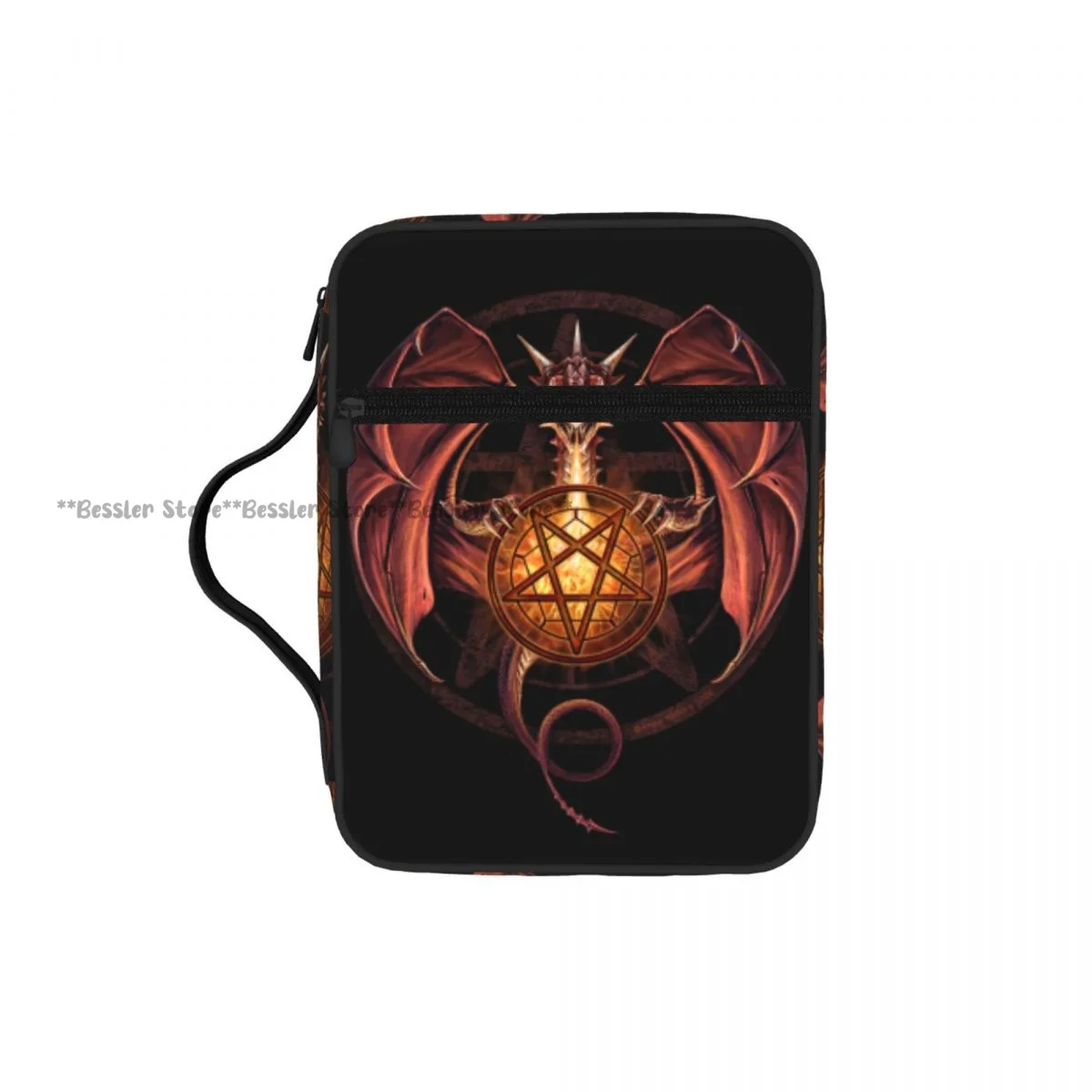 

Baphomet Satanic Pentagram Bible Cover Case Zipper Pocket Handle Storage Bag Church