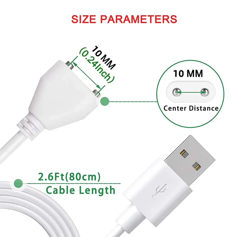 Magnetic USB DC Charger Cable Replacement Charging Cord-(10MM-0.39Inch/8MM-0.31In）