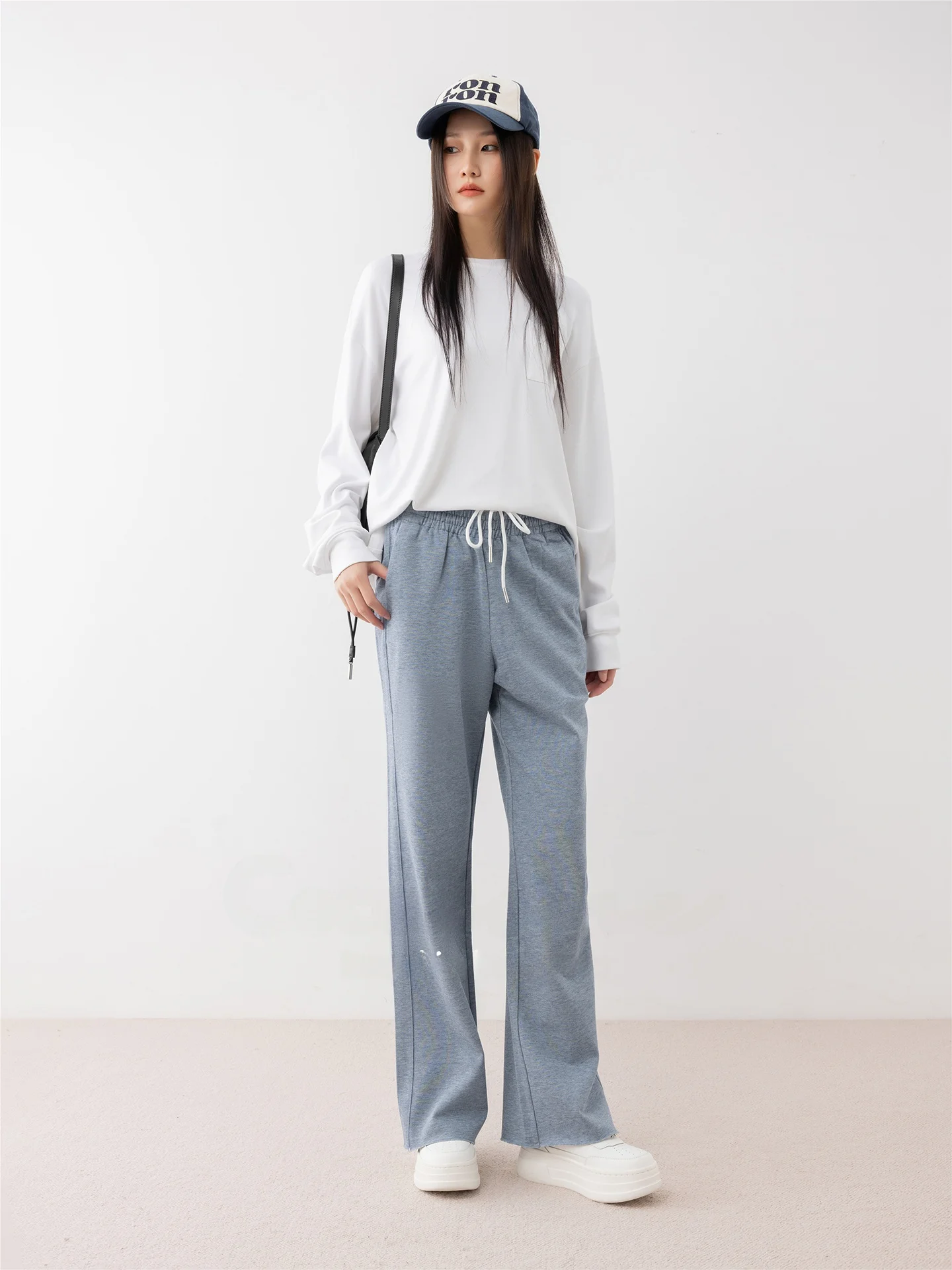 

Женские повседневные брюки Zone Pure Color с эластичным поясом, простые и универсальные, из смесового хлопка, прямого кроя, для весны