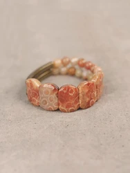 Natrual Red Rock Stone Brass Beads Bracelet Coral Metal Inspiration Beaded Male Female Romantic Peace Unisex Yoga Jewelry