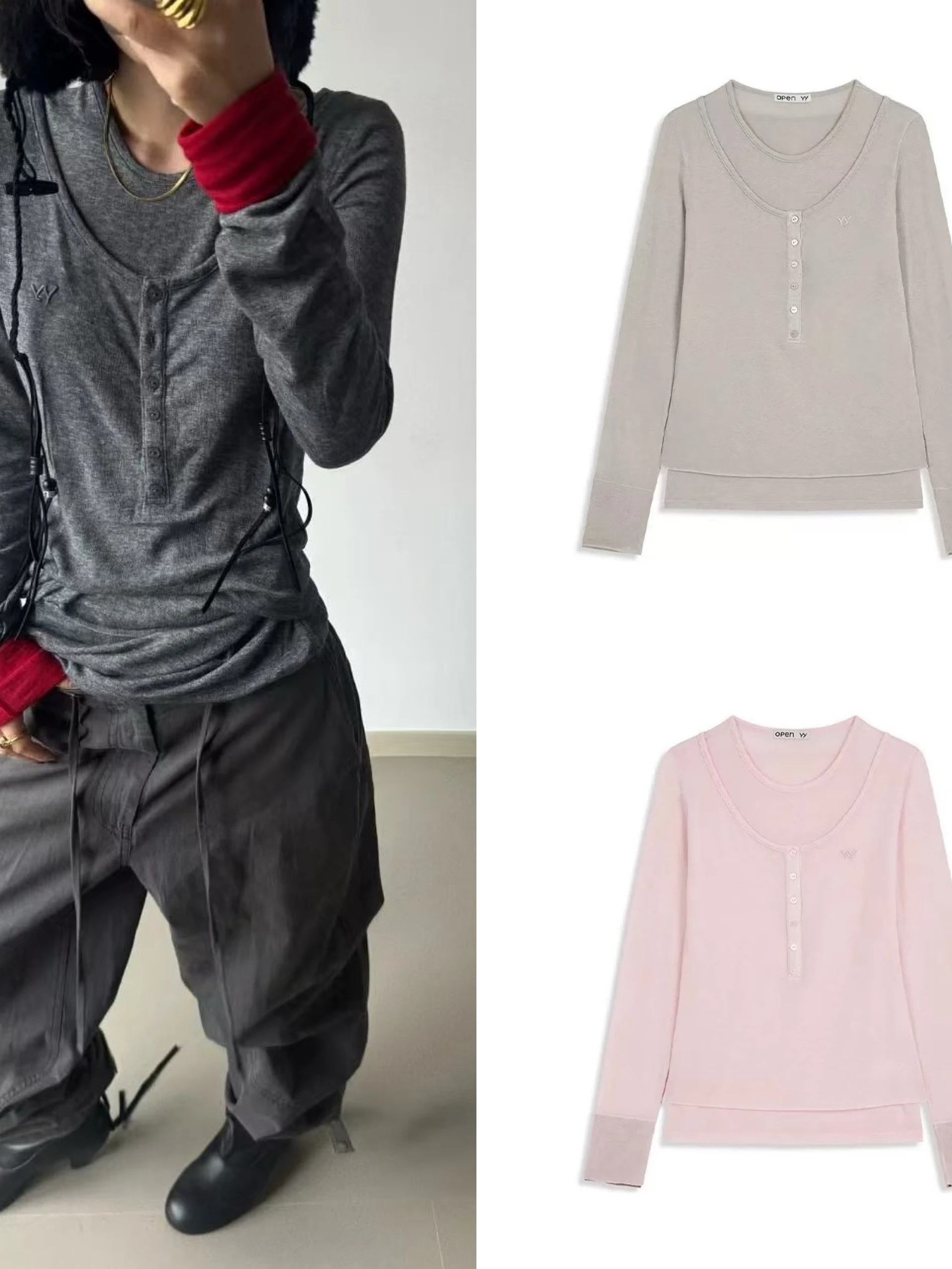 

Приталенная футболка с длинным рукавом и цветными вставками для женщин: универсальная модель для осеннего сезона, повседневной носки, уличного стиля и свиданий.