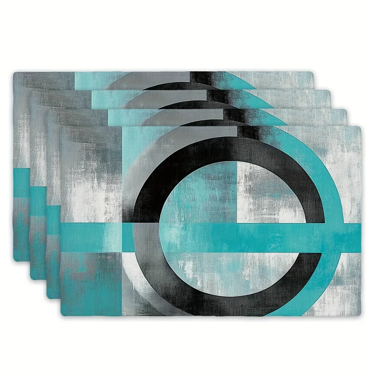 4pcs Set of Placemats - Fashionable Geometric Blue And White Placemats, Rectangular Placemats for Kitchen Dining Table, (12 Inch
