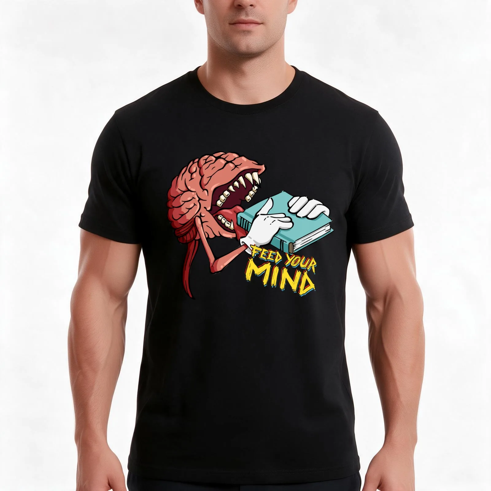 Feed your mind T-Shirt Summer Casual Cotton Tee Oversized Streetwear Tops Vintage Graphic Print Loose Fit Short Sleeve