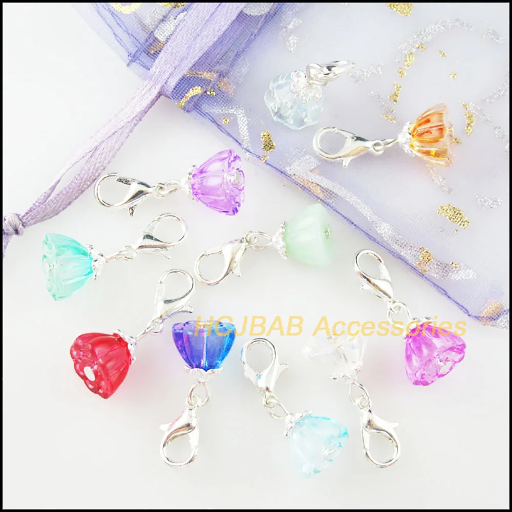 New 10Pcs Mixed Charms Gold Plated Silver Plated Leaves Bail With Clasps Lotus Heart Butterfly Star Pendants DIY J205