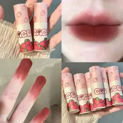 Sweet Strawberry Velvet Lip Gloss Matte Liquid Lipstick Longlasting Non-stick Cup Lip Mud Tint Cream Women Cosmetic Nude Red 1pc