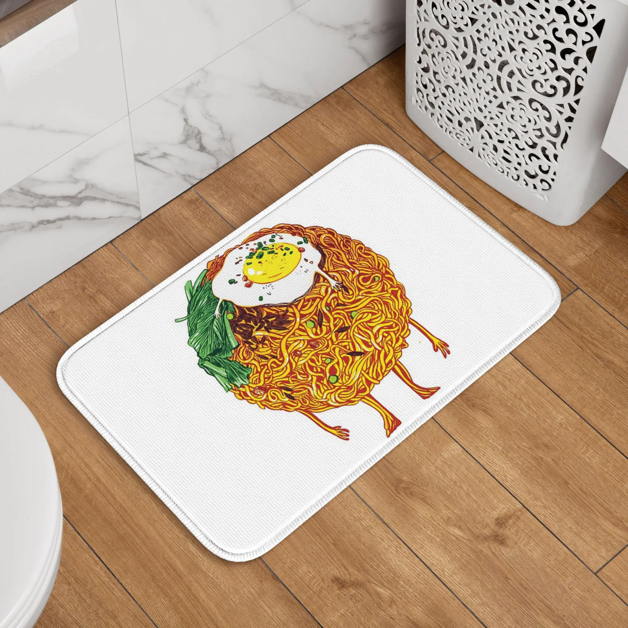 Alfombra de cocina con diseño de fideos fritos indonesios Mie Goreng Indomie, alfombra para la entrada de la casa, alfombra para el suelo del dormitorio, alfombrillas para los pies