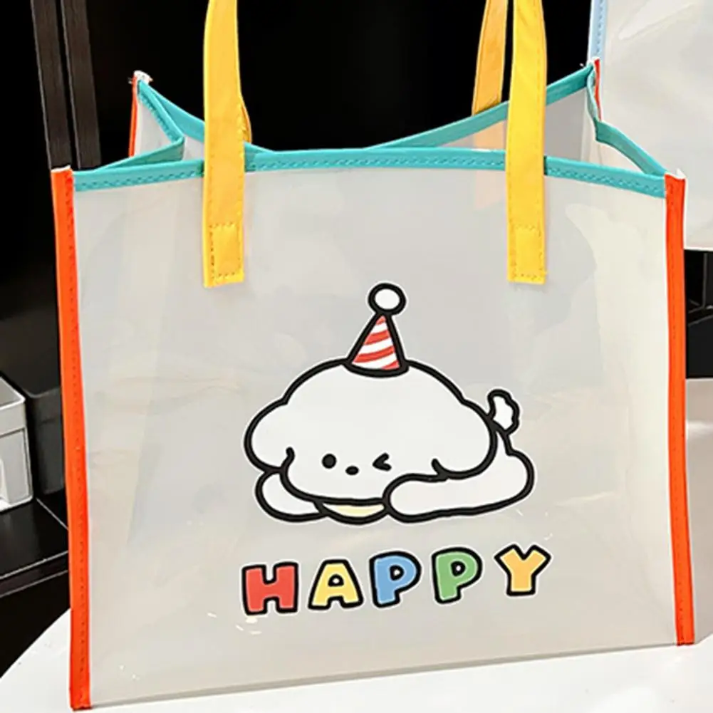 

Bright Color Beach Bag Capacity Beach Bag with Cartoon Print Waterproof Sandproof Shoulder Bag for Travel School Grocery