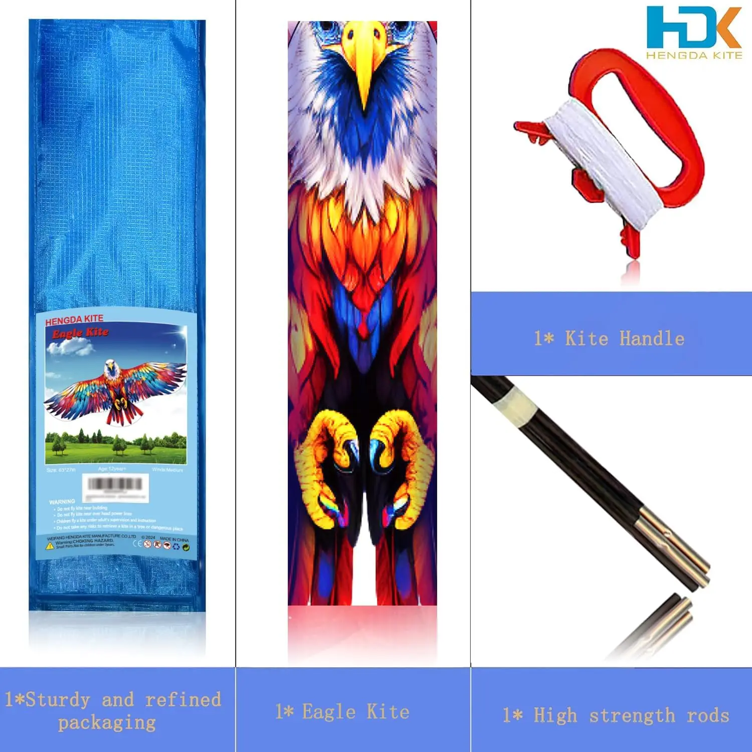 New Outdoor Fun Sports Huge 160cm Colorful Eagle Kite With Handle Line Novelty Toy Kites For Adult /Kids Large Good Flying