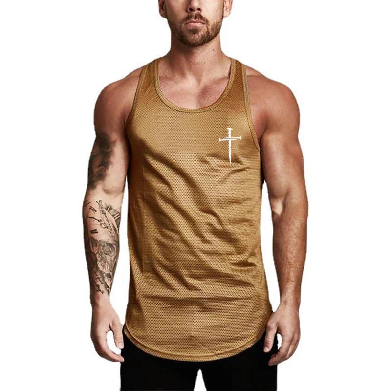 Männer Lose Leichte Atmungsaktive Bodybuilding Tank Top Sommer Cool Mesh Workout T-shirts Singlet