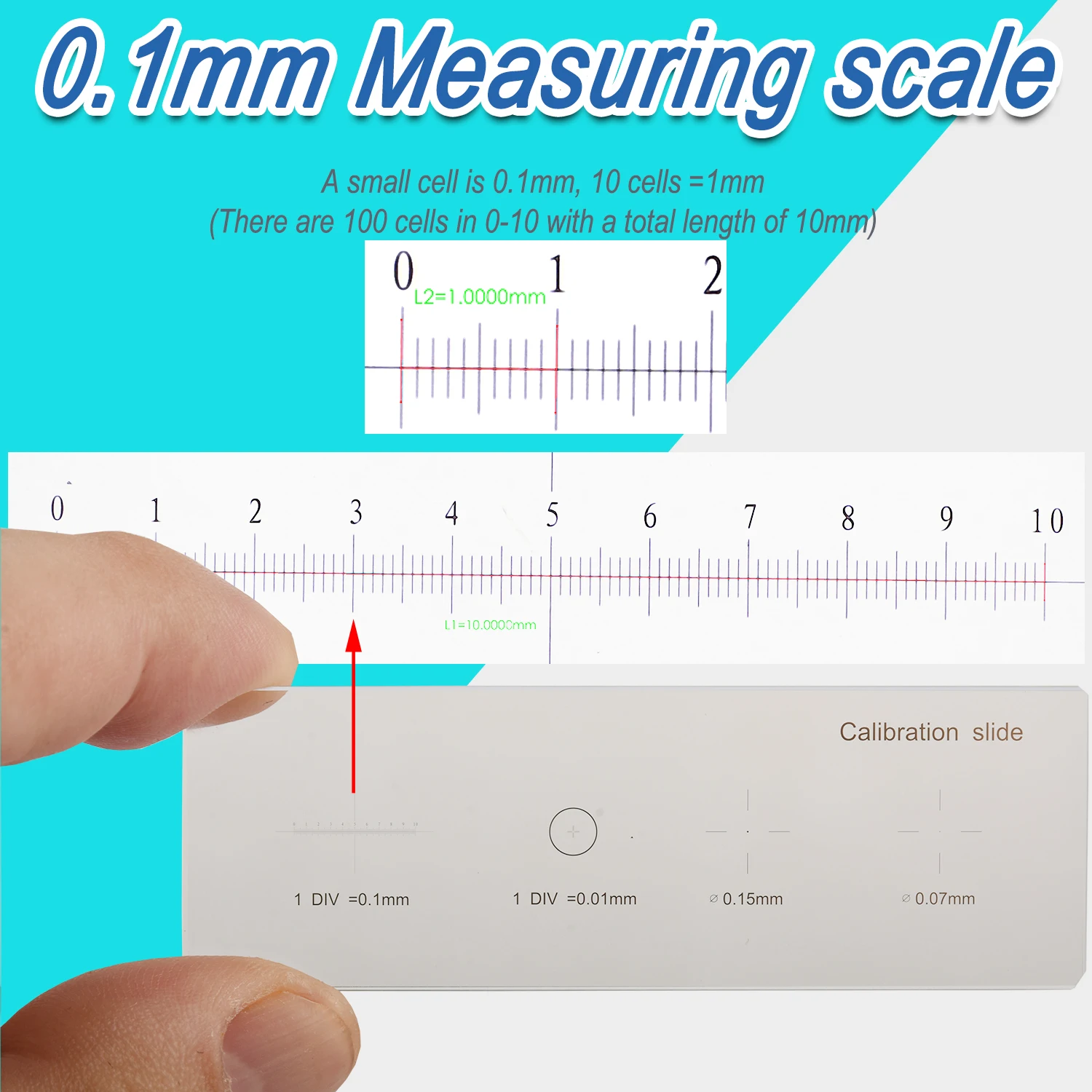 Microscópio koppace, micrômetro de medição especial de 0.01mm a 0.1mm, régua para medição de microscópio