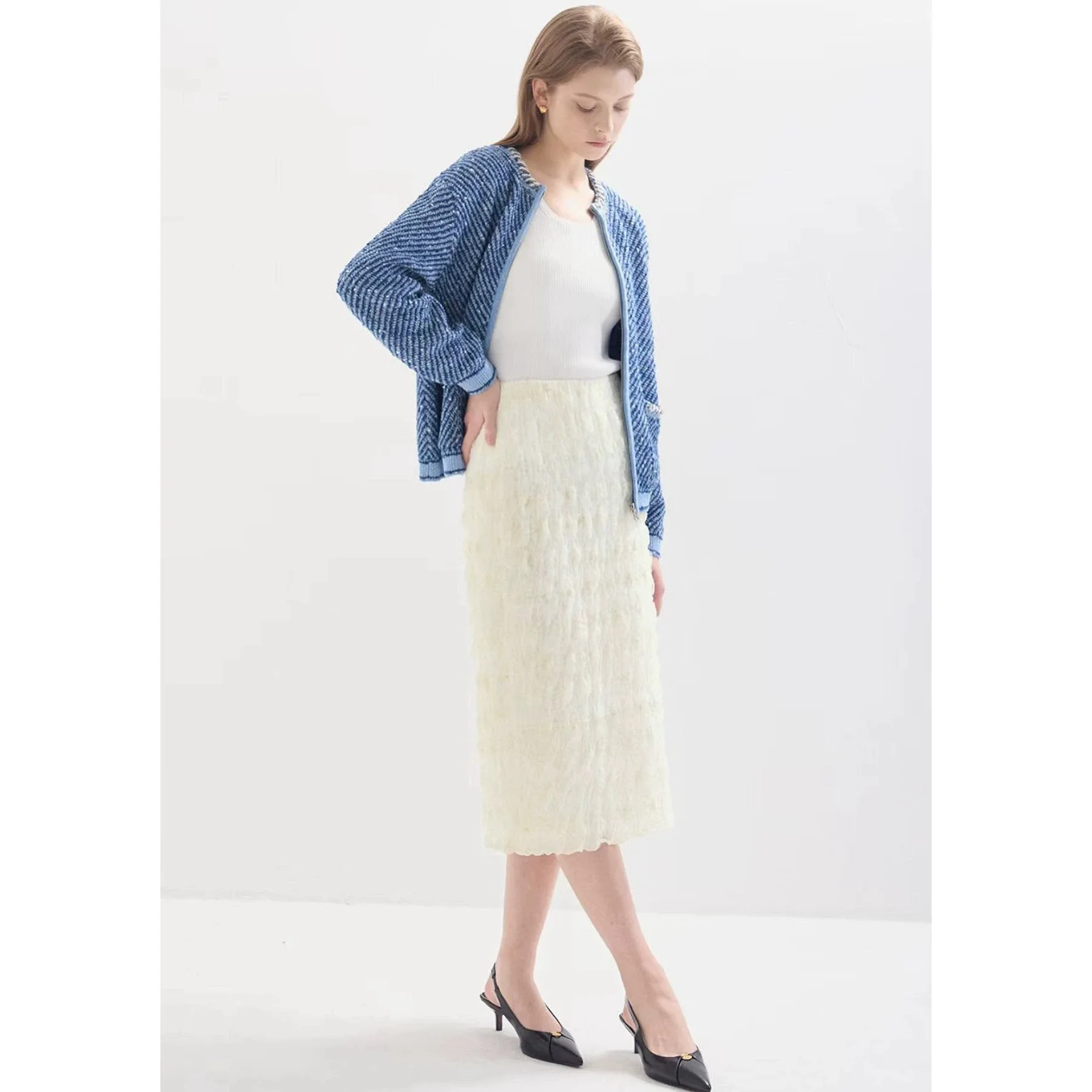 Lemon Cheese LAN25 Herbst gestrickte offene Strickjacke, schwere Verzierung, rund, Ne Simple Sle Long Sve Color Commute Wind