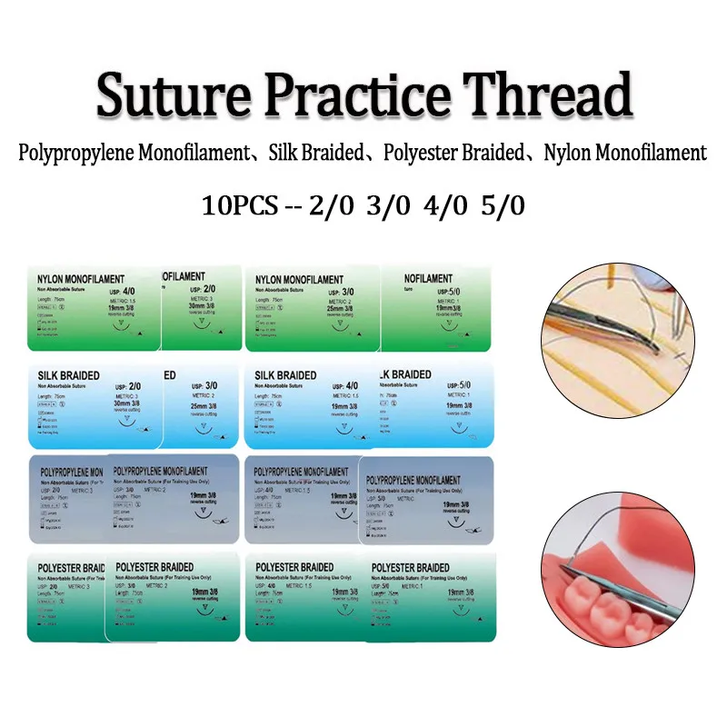 10Pcs Sterile Practice Sutures Surgery Suture Practice Thread Teaching Demonstrations Training Suture Practice Sutures
