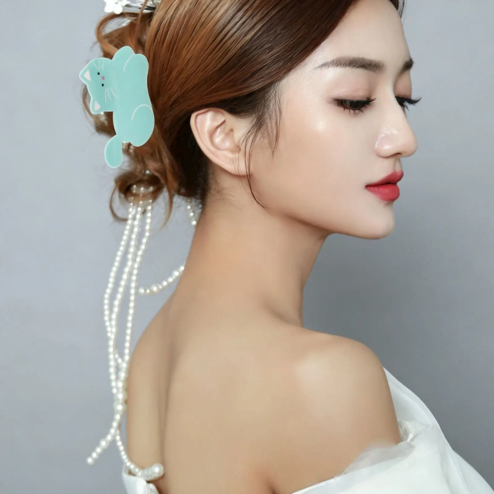 Cat Claw Hair Clip Sky Blue Cute Cartoon Animal Jaw Clip Strong Grip Hair Barrettes for Women Small Hairclip