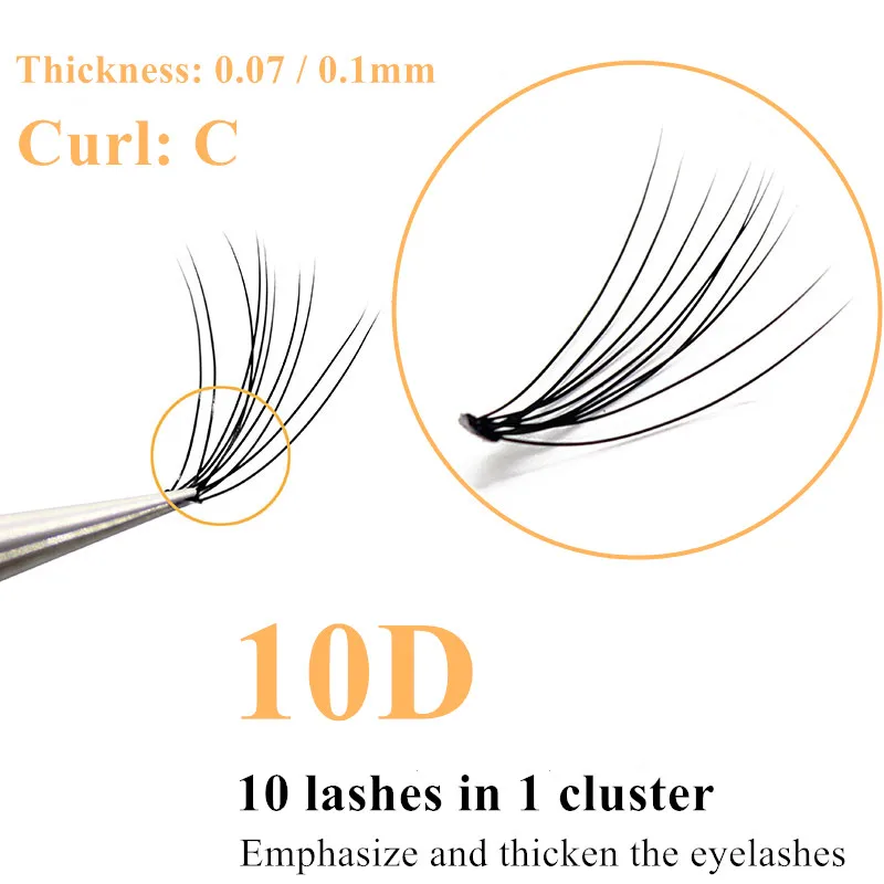 1 Box/60 Bunches Mink Eyelashes10D Natural Eyelash Extensions Russia C Curl 0.07/0.1 Thick Individual Eyelash Makeup Tools