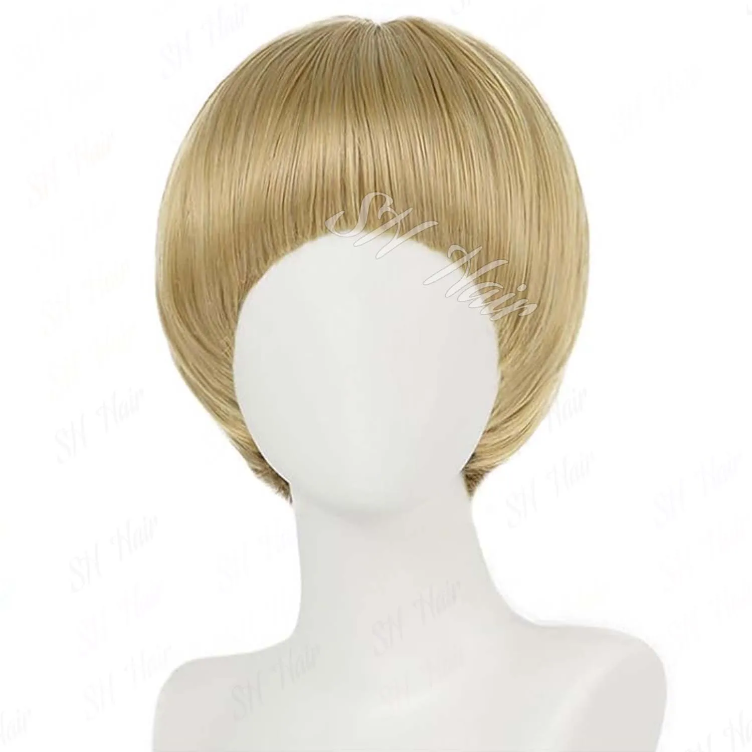 Men's Synthetic Short Black Bob Wig with Bangs