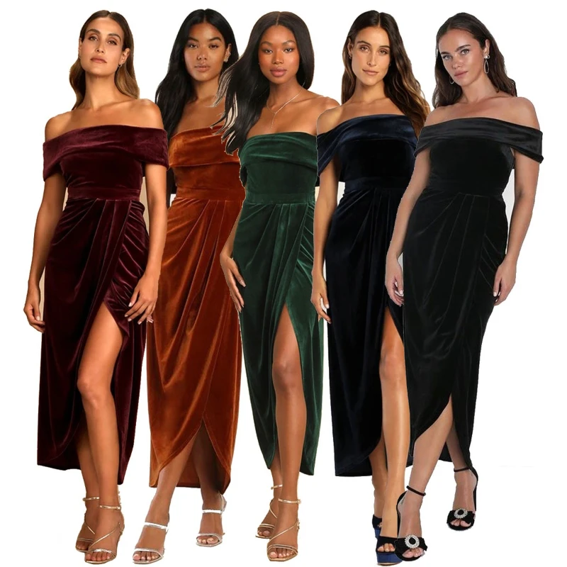 

Long Dress Women Gown Dresses Off Shoulder Sexy Vestidos Y2k Streetwear Elegant Splice Party Night Work Evening Autumn Winter