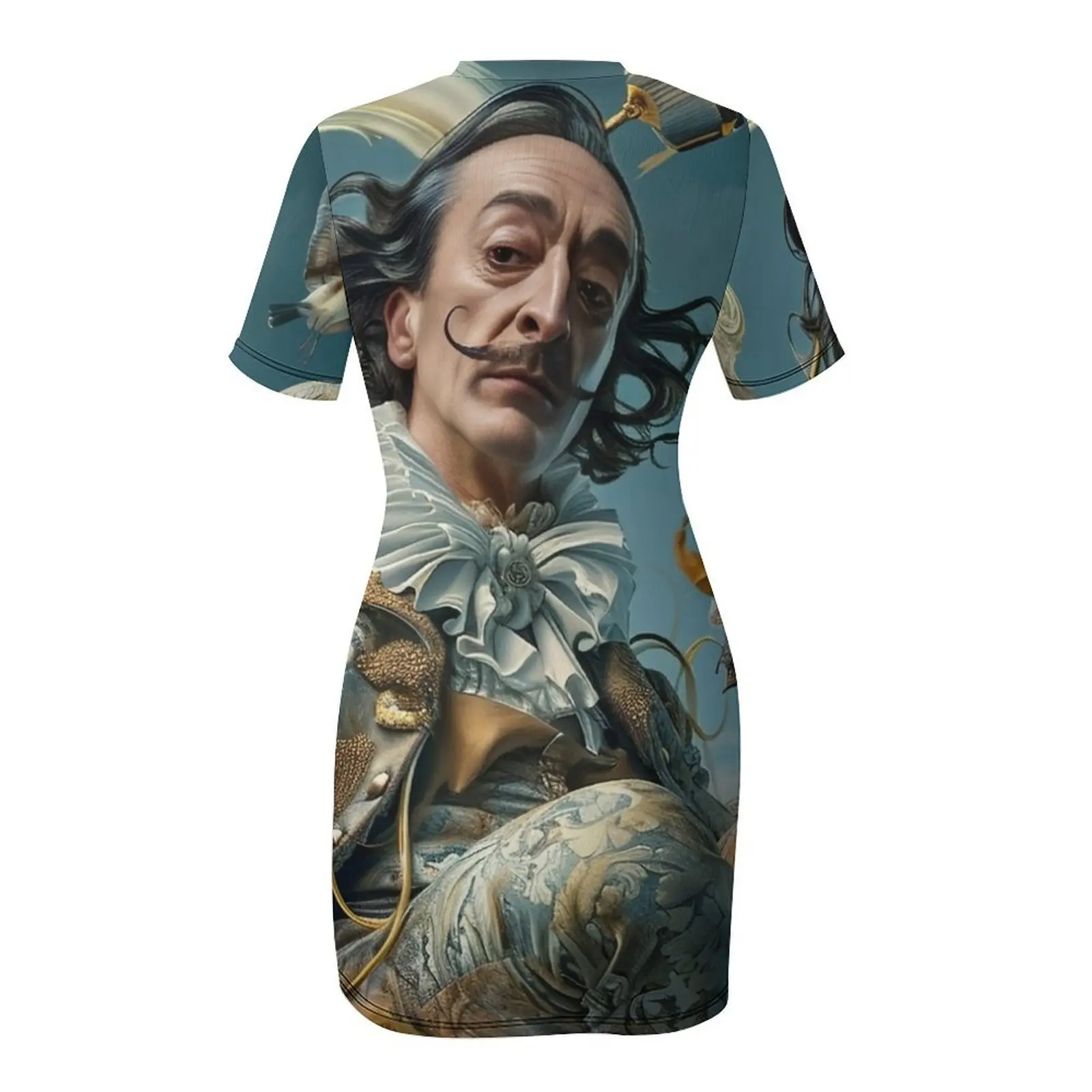 Salvador dali impressão em tela camiseta com capuz o pincel dourado surrealismo arte vestido de manga curta vestido estilo coreano