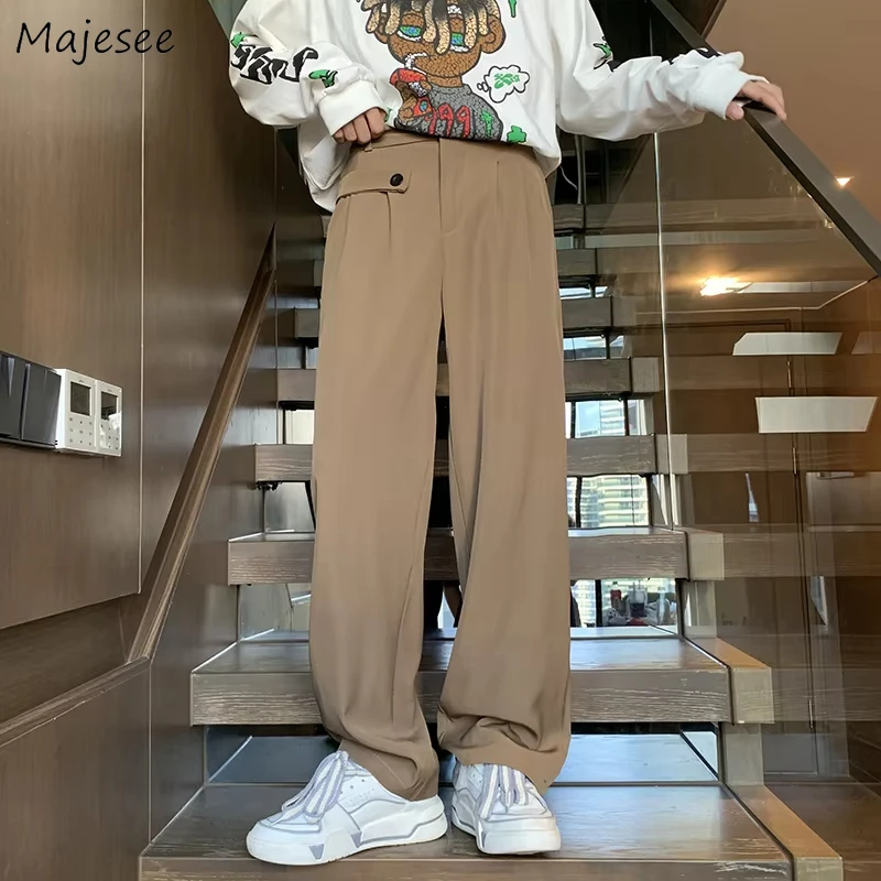 

Vintage Pants Men Pure Color All-match Casual Streetwear Spring Autumn Baggy Trousers Full-length BF Trendy Hombre Pantalones