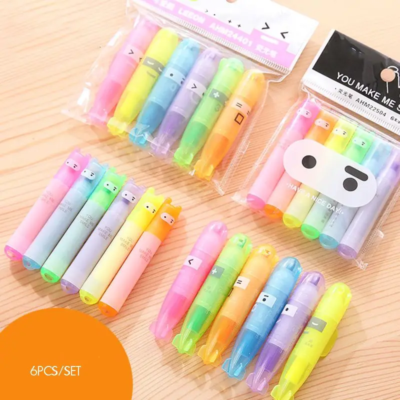 Pocket Highlighter Pen Marker Paint Pens Set, Marker Coloring Pens Highlighter, Clear View, Fluorescent Pen Pastel Stationery