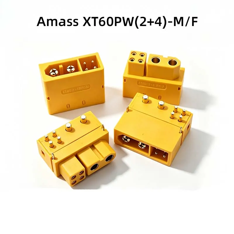 New Amass XT60PW(2+4)-M Plug with Signal Pin Board (Horizontal) - Genuine Model Accessory