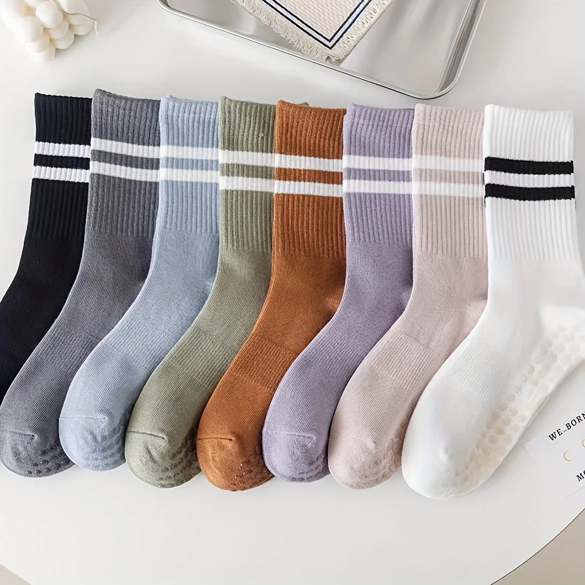 5 pares feminino profissional antiderrapante indoor fitness grip pilates esportes yoga meias