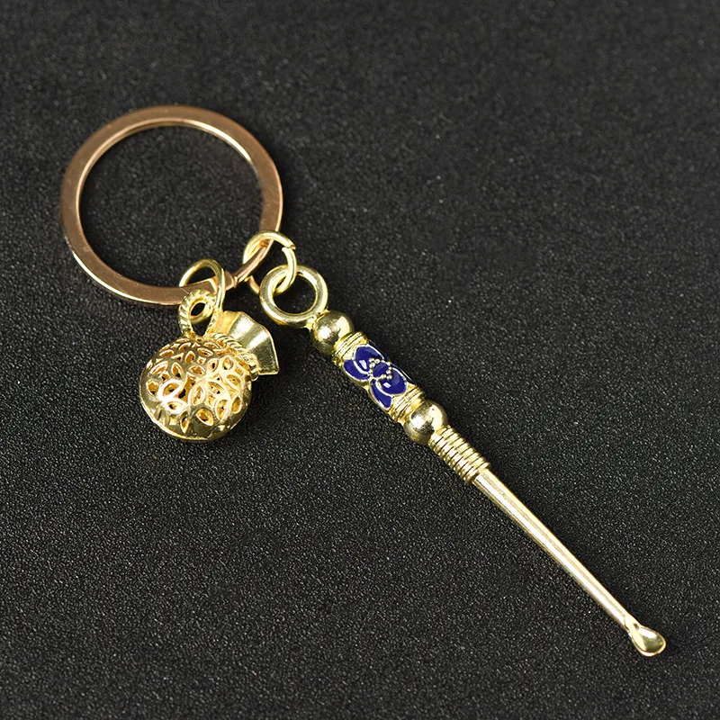 Imitation Brass Ear Spoon Keychain Blessing Bag Key Chain Digging ear Creative key Ring Pendant birthday gift scenic Best Gift