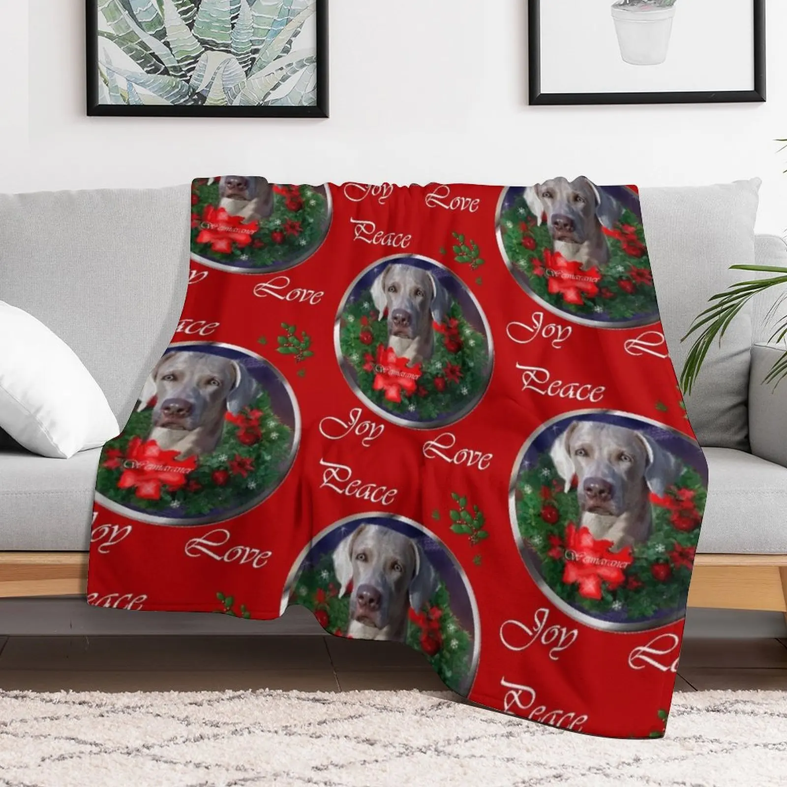 Weimaraner Christmas Gifts Throw Blanket Sofas Plaid on the sofa Blankets