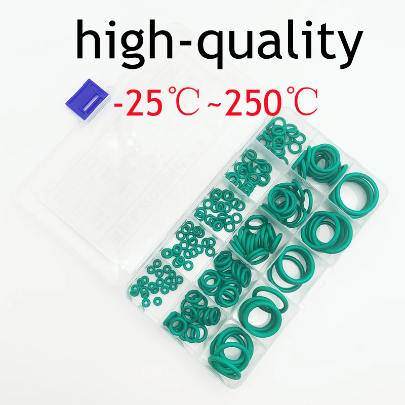 

FKM Green O Rings CS 1.5/1.8/1.9/2.4/3.1mm Acid-Base High Temperature Oil Resistance Seal Gaskets Multi-Size Maintenance Box Set