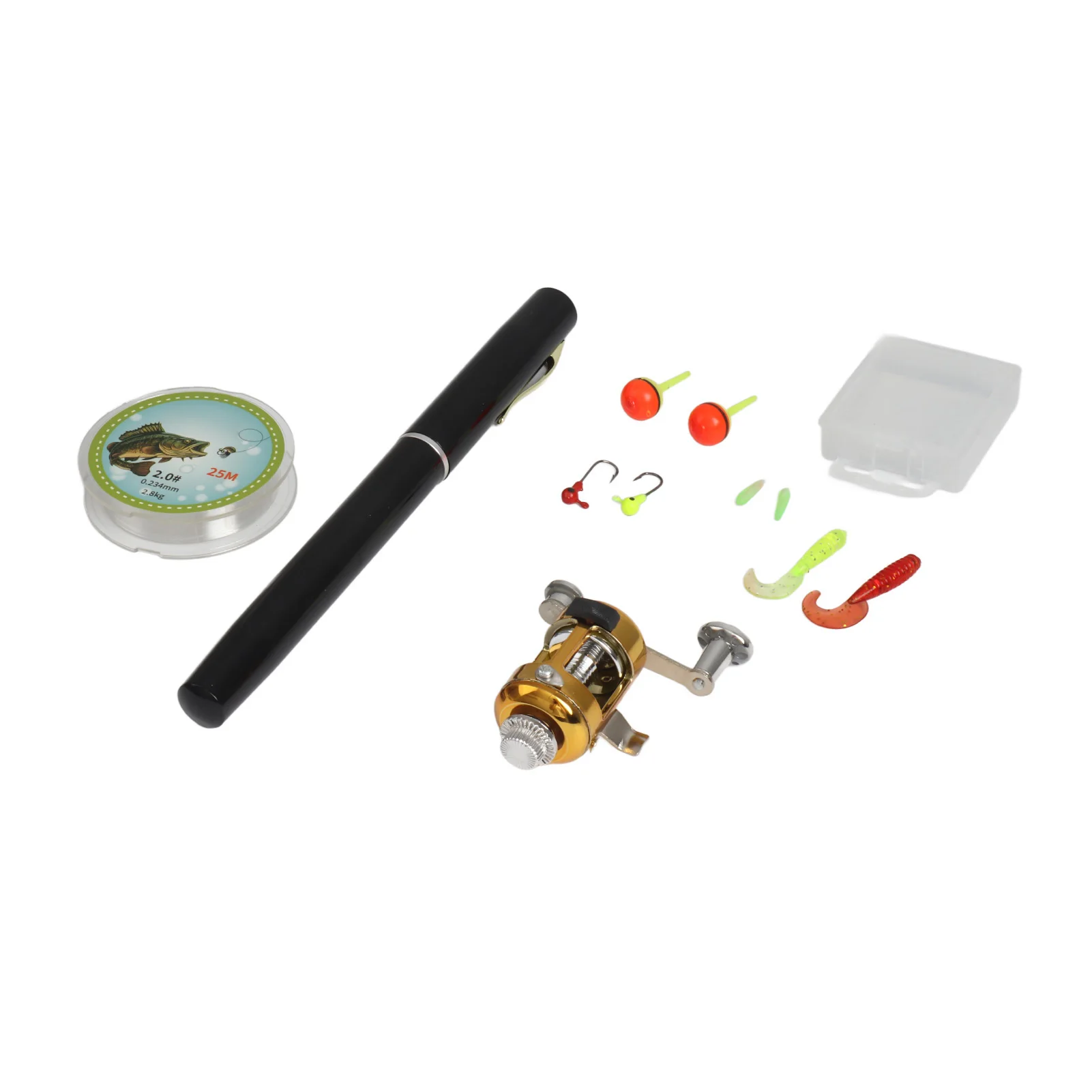 الصيد رود بكرة كومبو مجموعة صغيرة تلسكوبي المحمولة جيب القلم الصيد رود القطب + بكرة سبائك الألومنيوم خيط صنارة الصيد السحر الناعمة #2